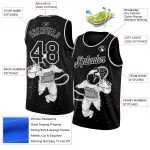 Custom Name Number Basketball Jersey 3D Pattern Design Black White Astronaut Authentic Personalized Black White 3D Pattern