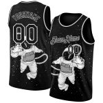 Custom Name Number Basketball Jersey 3D Pattern Design Black White Astronaut Authentic Personalized Black White 3D Pattern
