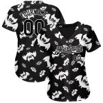Custom Name and Number Black White 3D Pattern Authentic Baseball Jersey - Personalized Team Jersey Personalized Black White