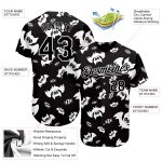 Custom Name and Number Black White 3D Pattern Authentic Baseball Jersey - Personalized Team Jersey Personalized Black White