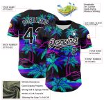 Custom Name Number Beach Jersey with 3D Black White Palm Trees Design - Authentic Hawaii Baseball Jersey Personalized Black