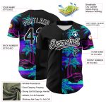 Personalized 3D Pattern Beach Jersey with Black White Hawaii Palm Trees - Authentic Baseball Jersey Personalized Black White