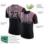 Custom Name and Number 3D Pattern T-Shirt with Colorful Lines - Personalized Black White Performance Tee Personalized Black