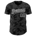 Customizable 3D Pattern Baseball Jersey with Curve Lines - Personalized Black and White Design, Team Name & Number Personalized