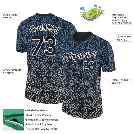 Custom Name Number T-Shirt with 3D Dollar Sign Money Theme - Personalized Black and White Pattern Design Personalized Black