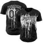 Custom Name and Number Dripping Splatter Art Baseball Jersey | Personalized Black White 3D Pattern Design Personalized Black