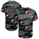 3D Pattern Design Flaming 8 Ball Baseball Jersey - Personalized Black White Snooker Billiards Apparel Personalized Black