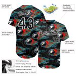 3D Pattern Design Flaming 8 Ball Baseball Jersey - Personalized Black White Snooker Billiards Apparel Personalized Black