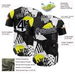 Custom Name Number Baseball Jersey with Personalized Black White 3D Flower Pattern Design Authentic Personalized Black White