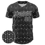 Custom Name Number Baseball Jersey Hearts 3D Pattern Design in Black and White - Personalized Authentic Team Gear Personalized