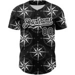 Custom Name Number Personalized 3D Pattern Black White Navigation Compass Baseball Jersey Authentic Team Gear Personalized
