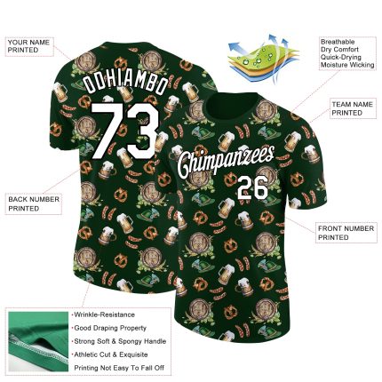 Custom Oktoberfest Beer Festival T-Shirt with Personalized Name & Number, Unique Black White 3D Pattern Design Personalized