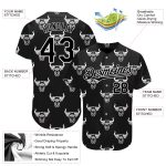 Custom Name Number 3D Pattern Baseball Jersey - Personalized Black White Ox Authentic Team Jersey Personalized Black White