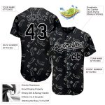 Custom Name and Number Baseball Jersey with 3D Pattern Design Rabbit - Personalized Black and White Team Apparel Personalized