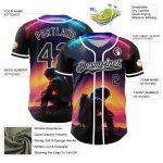 Custom Name and Number Baseball Jersey, 3D Pattern Rave Astronaut Design, Black and White Team Apparel Personalized Black