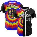 Custom Name and Number 3D Pattern Baseball Jersey for Rave and Psychedelic Events - Personalized Black and White Design Personalized