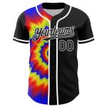 Custom Name and Number 3D Pattern Baseball Jersey for Rave and Psychedelic Events - Personalized Black and White Design Personalized