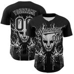 Custom Skull Baseball Jersey - Personalized Black White 3D Pattern Rave Jersey with Name and Number Personalized Black White
