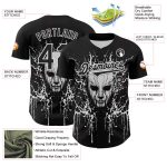 Custom Skull Baseball Jersey - Personalized Black White 3D Pattern Rave Jersey with Name and Number Personalized Black White