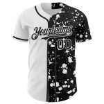 Custom 3D Pattern Rave Splash Baseball Jersey - Personalized Black White Design with Team Name and Number Personalized Black