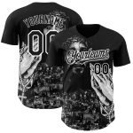 Personalized Jesus Christ Black and White 3D Pattern Baseball Jersey - Authentic Religious Sportswear Personalized Black