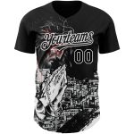 Custom Jesus Christ Baseball Jersey - Personalized Black White 3D Pattern with Team Name & Number Personalized Black White