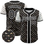 Custom Name Number 3D Pattern Rodeo Cowboy Black White Baseball Jersey - Personalized Team Jersey Personalized Black White
