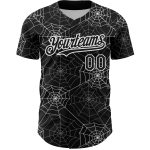 Custom Name and Number Baseball Jersey with 3D Black White Spider Web Design - Personalized Team Apparel Personalized Black