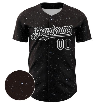 Custom Name and Number Personalized 3D Starry Sky Baseball Jersey - Black and White Design Personalized Black White 3D Pattern