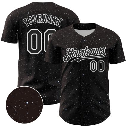 Custom Name and Number Personalized 3D Starry Sky Baseball Jersey - Black and White Design Personalized Black White 3D Pattern