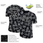 Custom Tiger Performance T-Shirt with Personalized Name and Number - Black White 3D Pattern Design Personalized Black White