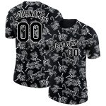 Custom Tiger Performance T-Shirt with Personalized Name and Number - Black White 3D Pattern Design Personalized Black White