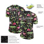 Custom Name Number Flamingo Performance T-Shirt - Tropical Hawaii 3D Pattern Design - Personalized Black and White Team Shirt
