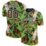 Personalized Tropical Hawaii Plant and Bird 3D Pattern T-Shirt, Black and White Performance Wear Personalized Black White