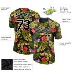 Custom Tropical Hawaii Plant T-Shirt with Bird, Personalized 3D Pattern, Team Name and Number, Black White Design Personalized