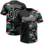 Custom Name Number Softball Jersey Unisex 3D Pattern Hawaii Flamingos Black White Leaves - Personalized Team Apparel Personalized