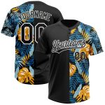Custom Name Number Tropical Leaves Softball Jersey Unisex Two-Button Black White 3D Pattern Personalized Black White 3D Pattern