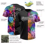 Custom Name and Number Unisex Softball Jersey Personalized 3D Tropical Palm Trees Black White Design Personalized Black White