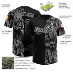 Custom Name Number Personalized 3D Leopard Tropical Palm Leaves Softball Jersey Unisex Two-Button Design Personalized Black