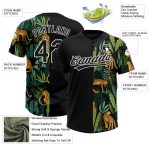 Personalized Black White 3D Leopard Pattern Tropical Palm Leaves Unisex Softball Jersey Personalized Black White 3D Pattern