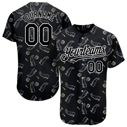 Custom Black and White 3D Rabbit Baseball Jersey - Unique Personalized Apparel Personalized Black White 3D Rabbit Baseball