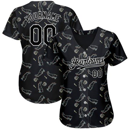 Custom Black and White 3D Rabbit Baseball Jersey - Unique Personalized Apparel Personalized Black White 3D Rabbit Baseball