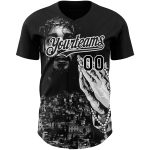 Personalized Jesus Christ 3D Baseball Jersey in Black and White - Unique Religious Sports Apparel Personalized Black White