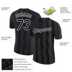 Personalized 3D Skull American Flag Performance T-Shirt in Black and White Personalized Black White 3D Skull American Flag