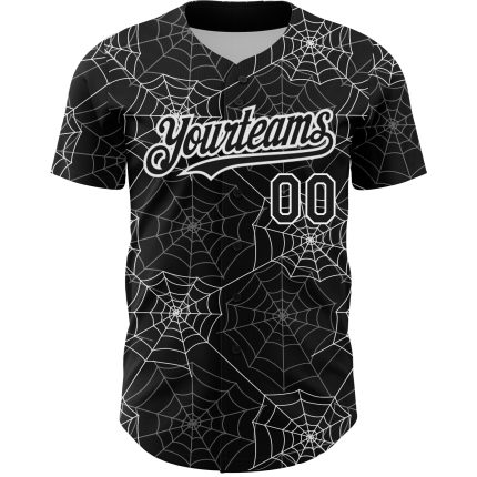 Custom 3D Spider Web Baseball Jersey in Black and White for Men and Women Personalized Black White 3D Spider Web Baseball