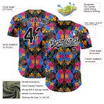 Personalized Tropical Flower and Hawaii Palm Leaves Baseball Jersey, Black and White 3D Design Personalized Black White 3D