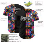 Personalized 3D Tropical Flower Hawaii Palm Leaves Black and White Baseball Jersey for Men 4 Personalized Black White 3D