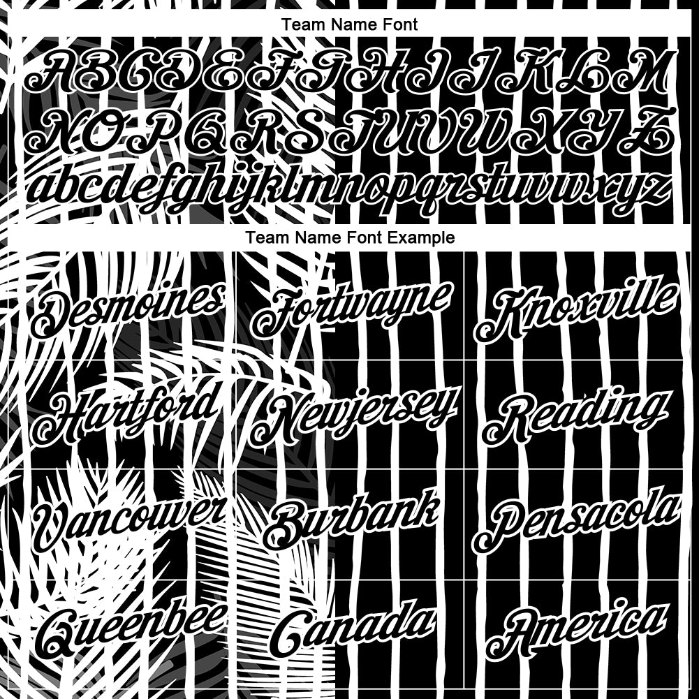 Personalized Black White 3D Tropical Hawaii Palm Leaves Performance T-Shirt Team Custom Name and Number Custom Name Number Performance T-Shirt Personalized 3D Tropical Hawaii Palm Leaves Black White Design Personalized Black - Image 3