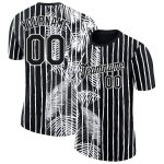 Personalized 3D Tropical Palm Leaves Performance T-Shirt Black White Personalized Black White 3D Tropical Hawaii Palm Leaves