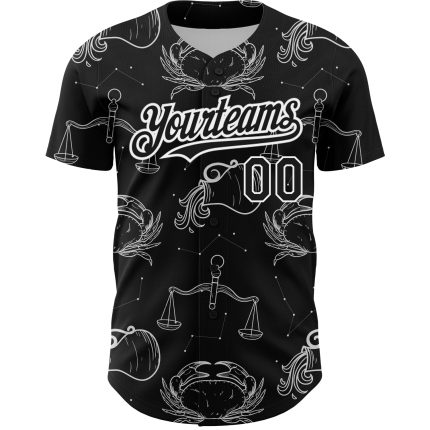 Personalized 3D Black White Zodiac Jersey for Baseball Fans - Custom Sports Apparel Personalized Black White 3D Zodiac Baseball